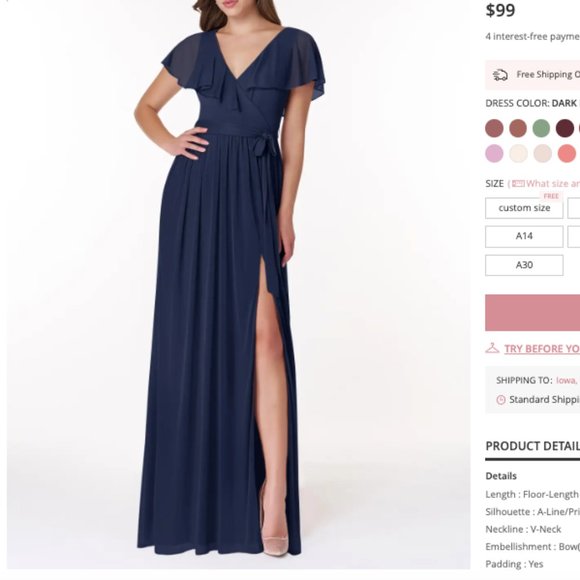 Azazie Dresses & Skirts - Azazie Navy Blue Maxi Dress